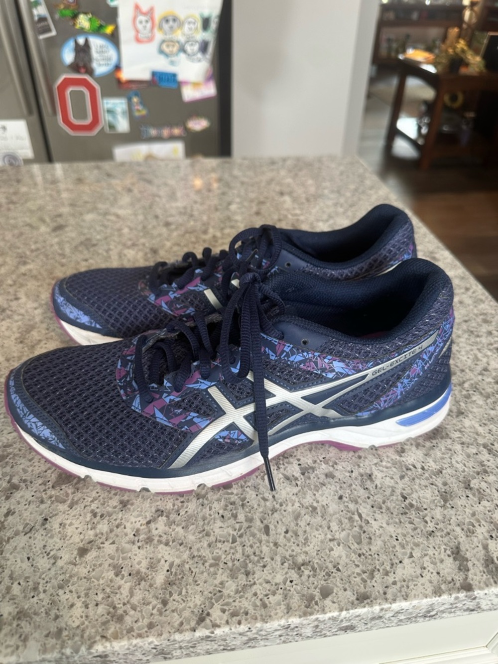ASICS Navy Athletic Running Shoes with Purple Accents - Picture 2 of 3